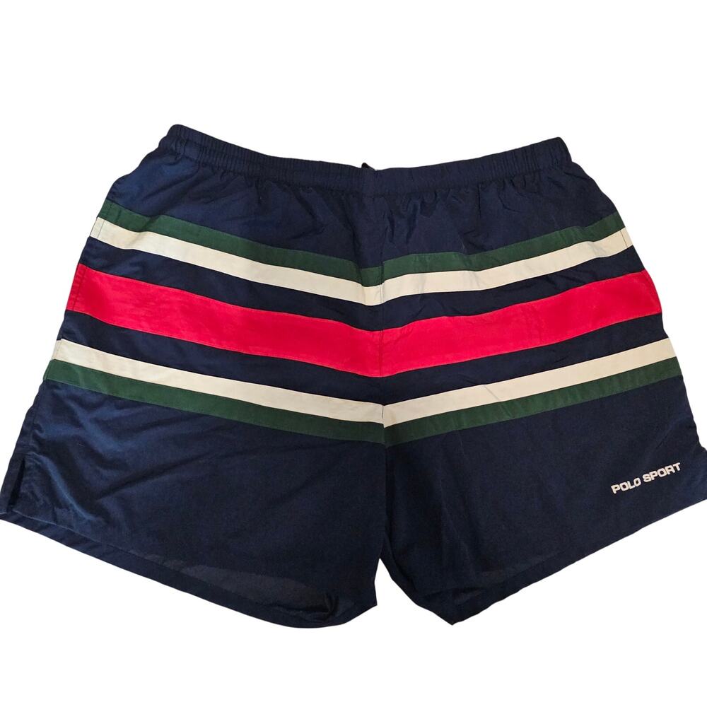 Vintage 90s Polo Sport Ralph Lauren striped swim trunks Men's XL Preppy 4210